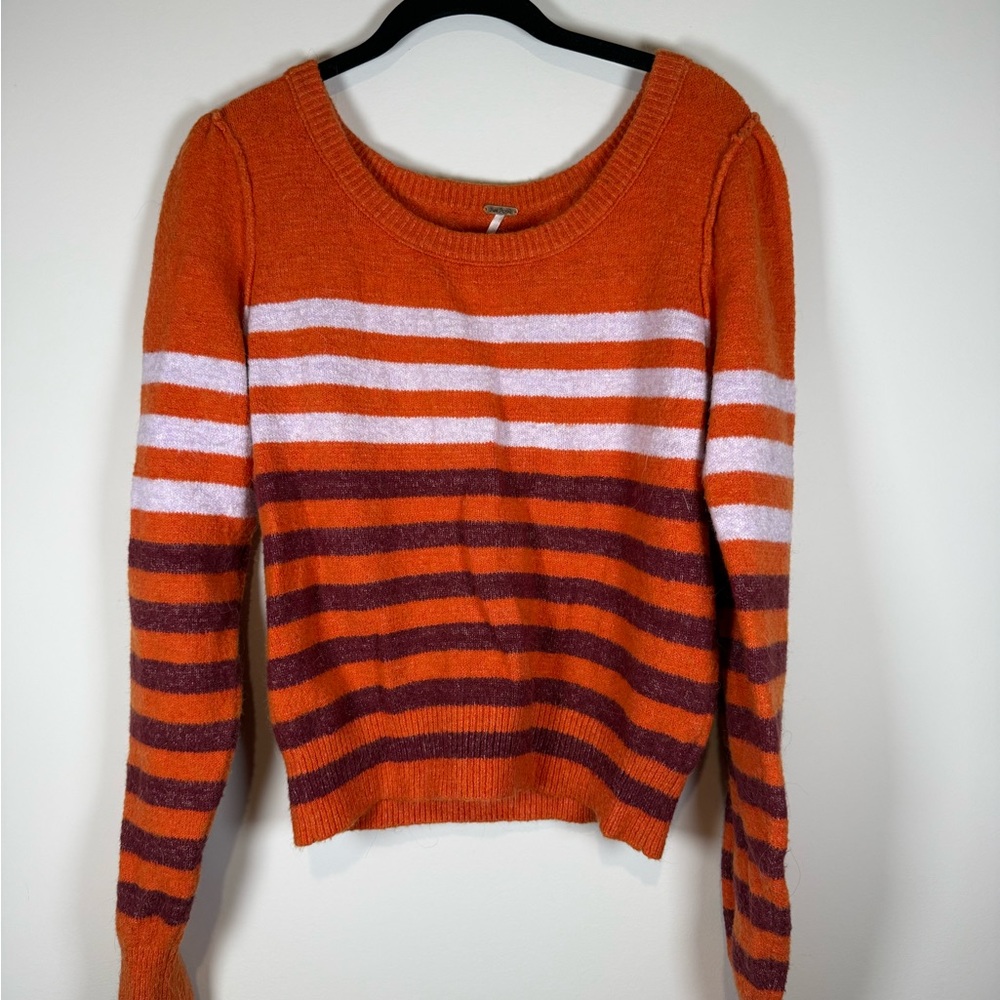 Free People Orange and White Striped Sweater